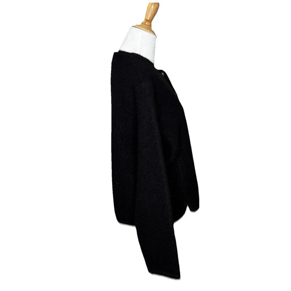 Vintage Orvis Black 100 % Wool Button Front Cardigan Sweater Size 10 Womens